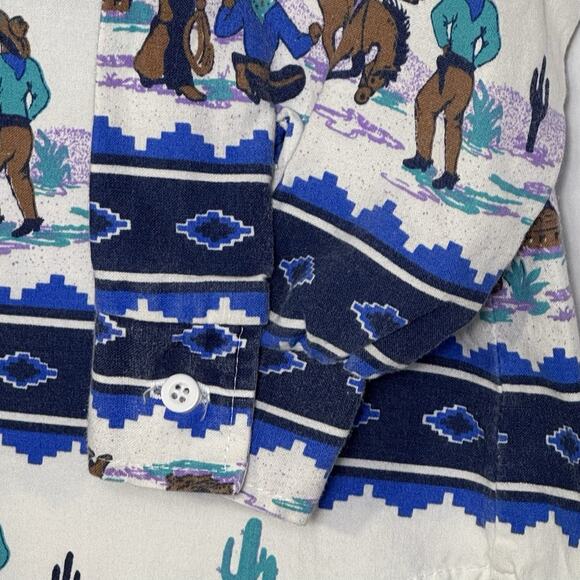 Vintage Roper Women’s Western Shirt Small Cowboy Rodeo Print Shoulder Pads USA - Picture 3 of 13